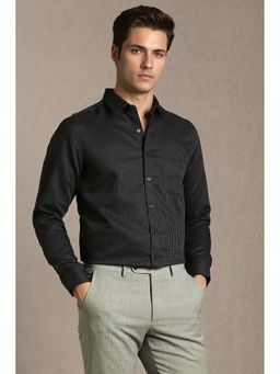 Louis Philippe - Black Stripes Cotton Regular Fit Shirt