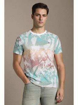 Louis Philippe - Multi-Color Printed Cotton Slim Fit T-Shirt