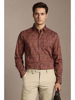 Louis Philippe - Brown Printed Cotton Regular Fit Shirt
