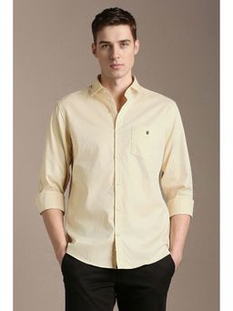 Louis Philippe - Beige Self Design Cotton Regular Fit Shirt