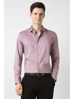 Peter England - Purple Solid Polyester Blend Regular Fit Shirt