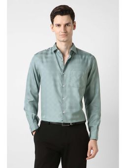 Peter England - Grey Checks Cotton Regular Fit Shirt