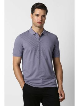 Peter England - Purple Printed Cotton Blend Regular Fit Polo T-Shirt