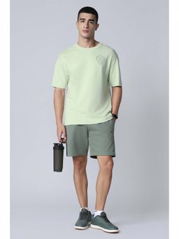 Reebok - Green Printed Cotton Blend Oversized Fit T-Shirt