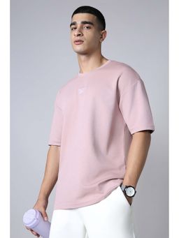 Reebok - Pink Solid Cotton Blend Regular Fit T-Shirt