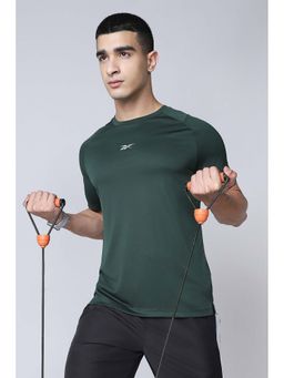 Reebok - Green Printed Polyester Blend Regular Fit T-Shirt