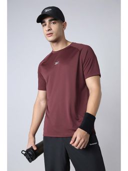Reebok - Maroon Solid Polyester Blend Regular Fit T-Shirt