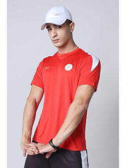 Reebok - Red Solid Polyester Blend Regular Fit T-Shirt