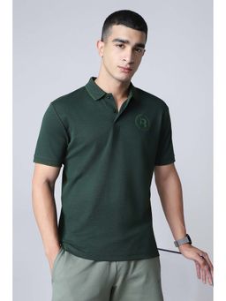 Reebok - Green Solid Cotton Blend Regular Fit Polo T-Shirt