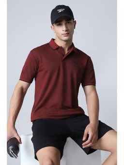 Reebok - Maroon Solid Cotton Blend Regular Fit Polo T-Shirt