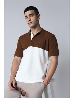 Reebok - Brown Colorblock Cotton Blend Regular Fit Polo T-Shirt
