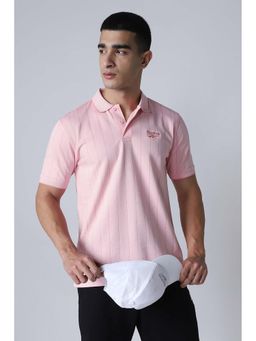 Reebok - Pink Stripes Cotton Blend Regular Fit Polo T-Shirt