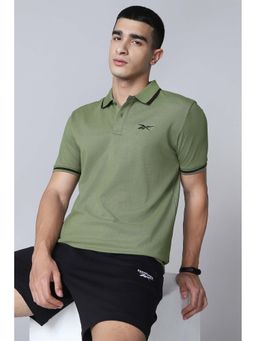 Reebok - Olive Solid Cotton Blend Regular Fit Polo T-Shirt