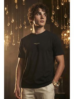 Simon Carter - Navy Blue Graphic Cotton Blend Boxy Fit T-Shirt