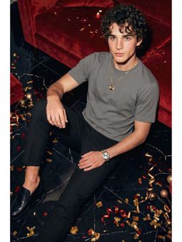Simon Carter - Grey Solid Cotton Boxy Fit T-Shirt