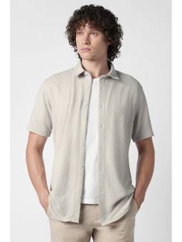 Van Heusen - Grey Self Design Polyester Regular Fit Shirt