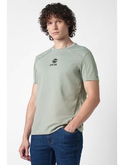 Van Heusen - Grey Textured Cotton Blend Regular Fit T-Shirt