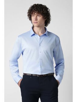 Van Heusen - Blue Solid Cotton Regular Fit Shirt