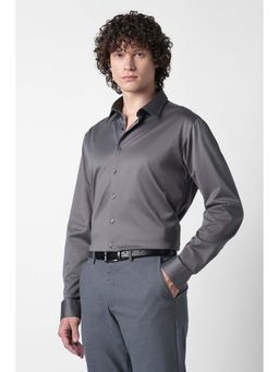 Van Heusen - Grey Solid Cotton Regular Fit Shirt