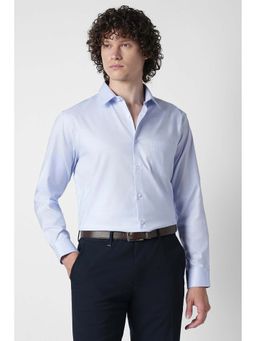Van Heusen - Blue Checks Cotton Blend Regular Fit Shirt