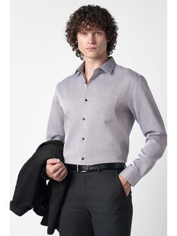 Van Heusen - Grey Self Design Cotton Regular Fit Shirt