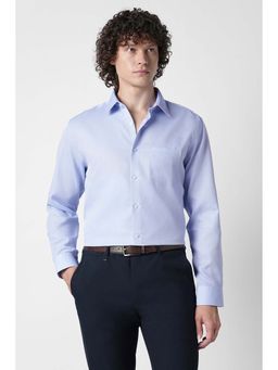 Van Heusen - Blue Self Design Cotton Regular Fit Shirt