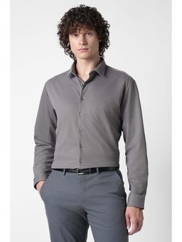 Van Heusen - Grey Self Design Polyester Regular Fit Shirt