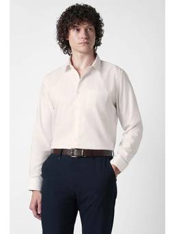 Van Heusen - Cream Checks Cotton Regular Fit Shirt