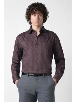 Van Heusen - Maroon Printed Cotton Regular Fit Shirt