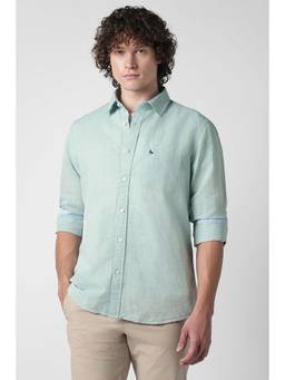 Van Heusen - Aqua Solid Linen Blend Regular Fit Shirt