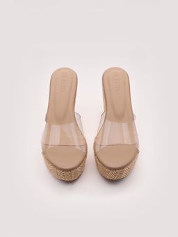 DA NAPPA - Beige Elowen Raffia Wedges Heels