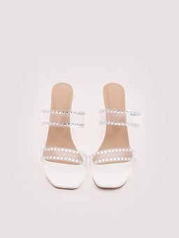 DA NAPPA - White Cyrea Spool Heels