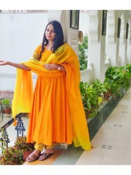 Ghoomar Jaipur - Canary Yellow Kurta (Set of 3)