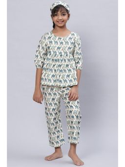 Biba - White Straight Cotton Three Piece Sleepwear Set (Set of 3)