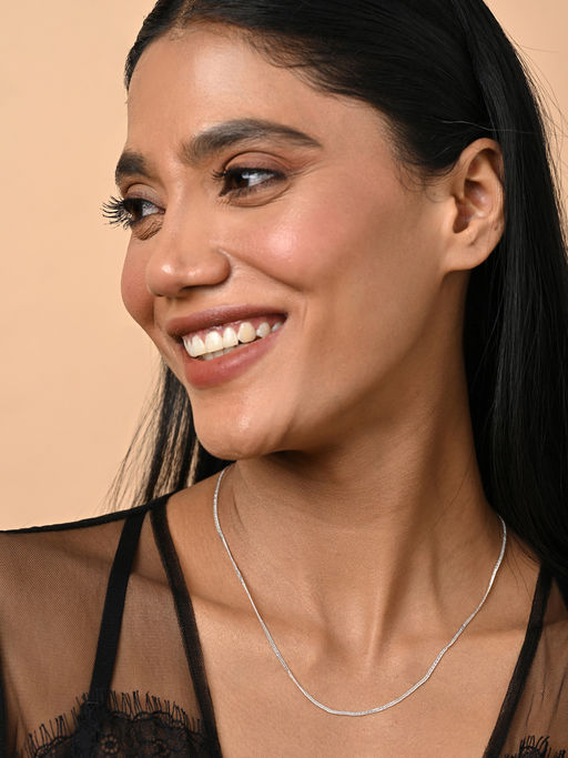 CLARA Women 925 Sterling Silver Curb Chain Necklace