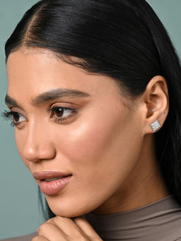 CLARA - Women 925 Silver Plated Zirconia Alva Classic Stud Earrings