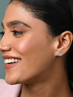 CLARA - Women 925 Silver Plated Zirconia Gioia Flower Stud Earrings