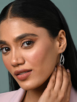 CLARA - Women 925 Silver Plated Zirconia Twisted Long Dangler Earrings