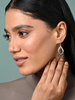 CLARA - Women 925 Silver Plated Zirconia Zita Leafy Dangler Earrings