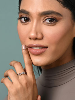 CLARA - Women 925 Silver Plated Adjustable Zoe Studded Infinity Ring