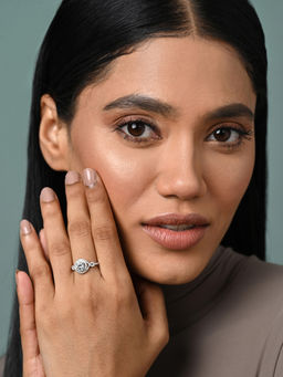 CLARA - Women 925 Silver Plated Adjustable Swirl Solitaire Ring