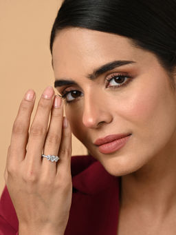 CLARA - Women 925 Silver Plated Adjustable Eloise Three Oval Ring