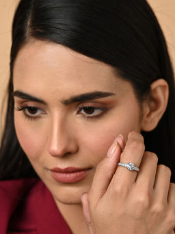 CLARA - Women 925 Silver Plated Adjustable Willa Solitaire Ring