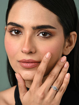 CLARA - Women 925 Silver Plated Adjustable Cathedral Halo Ring