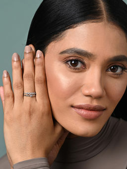 CLARA - Women 925 Silver Plated Adjustable Melba Double Banded Infinity Ring