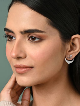 CLARA - Women 925 Silver Plated Swiss Zirconia Cuore Heart Earrings