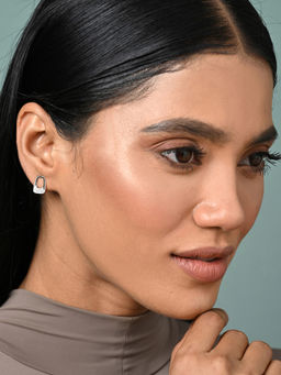 CLARA - Women 925 Silver Plated Swiss Zirconia Gemma Stud Earrings