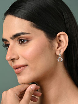 CLARA - Women 925 Silver Plated Swiss Zirconia Circle of Joy Earrings