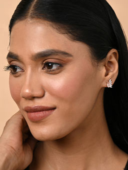 CLARA - Women 925 Silver- Rose Gold Plated Swiss Zirconia Swan Earrings