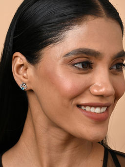 CLARA - Women 925 Silver Plated Swiss Blue Iconic Swan Stud Earrings